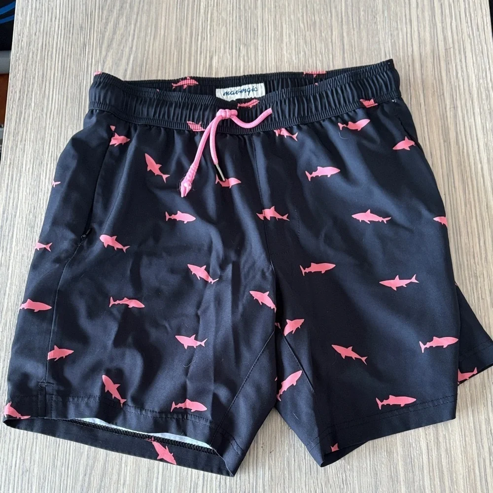 Maamgic Shark Swim Trunks Men’s L Navy Pink Liner